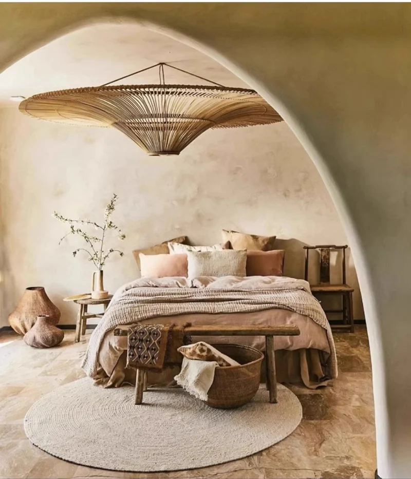 Lampe Suspendue Vintage en Rotin Wabi Sabi – Lustre en Osier pour Salon, Restaurant et Chambre