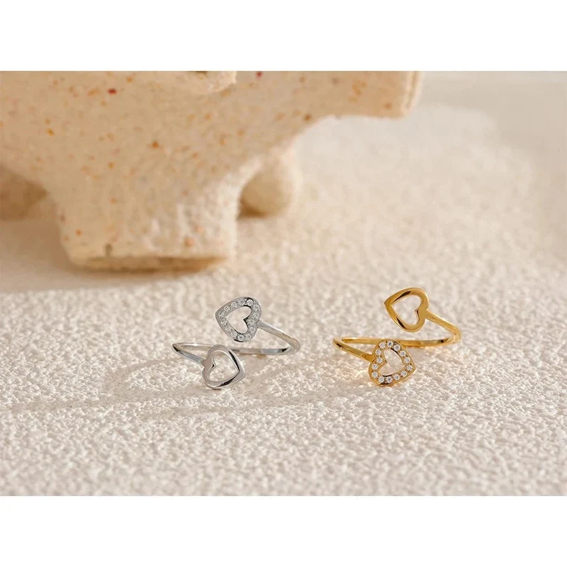 Bague Femme Yhpup – Style Géométrique en Acier Inoxydable et Zircon
