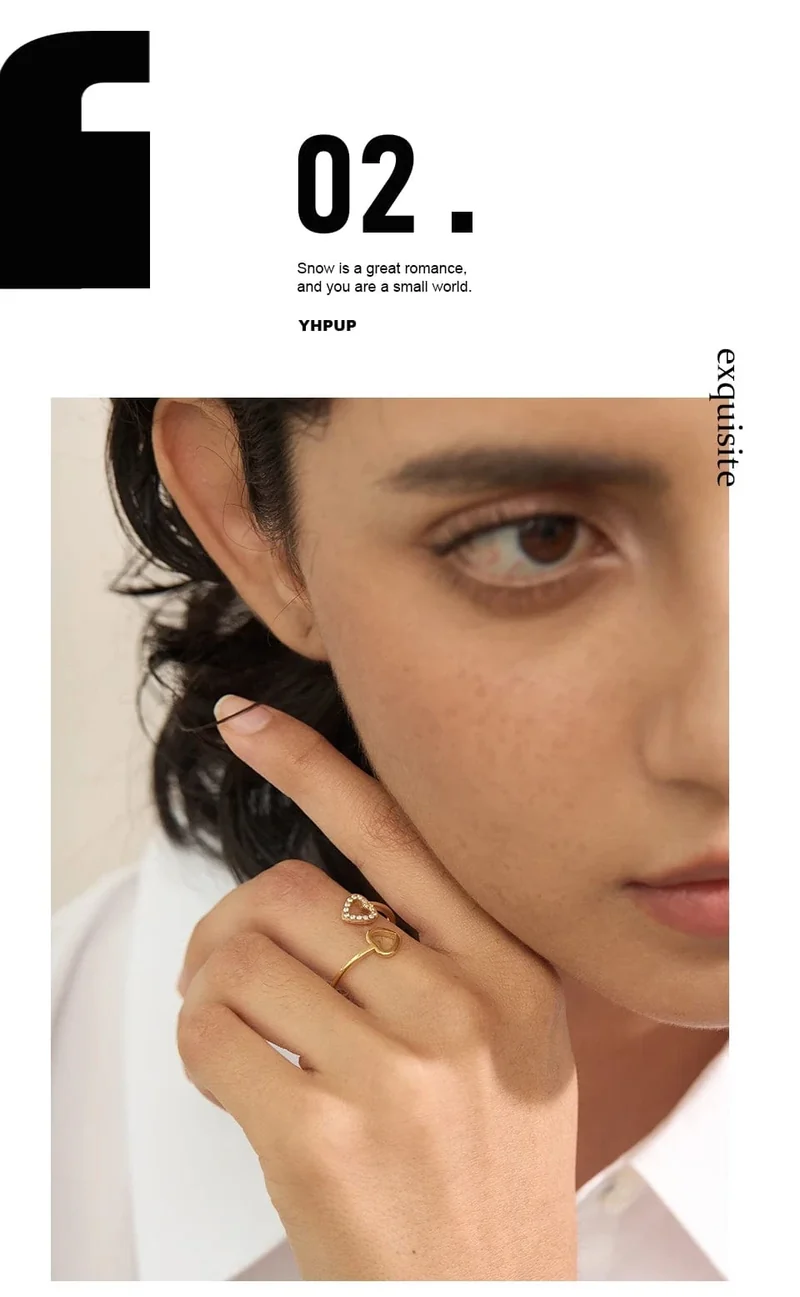 Bague Femme Yhpup – Style Géométrique en Acier Inoxydable et Zircon