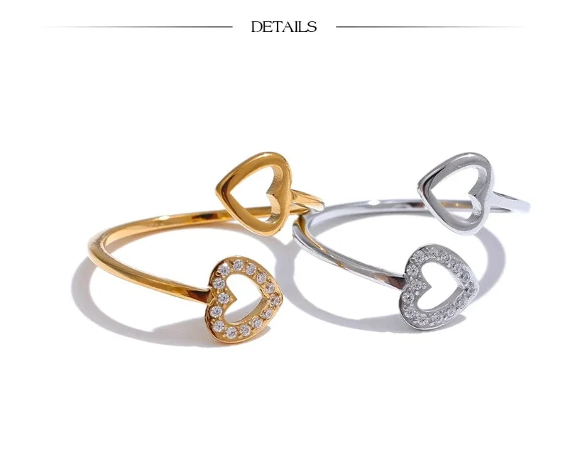 Bague Femme Yhpup – Style Géométrique en Acier Inoxydable et Zircon
