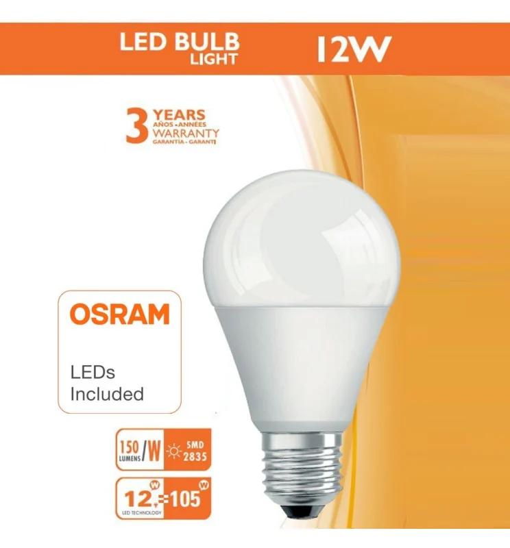 Ampoule LED 12W E27 A60 OSRAM CHIP DURIS E 2835