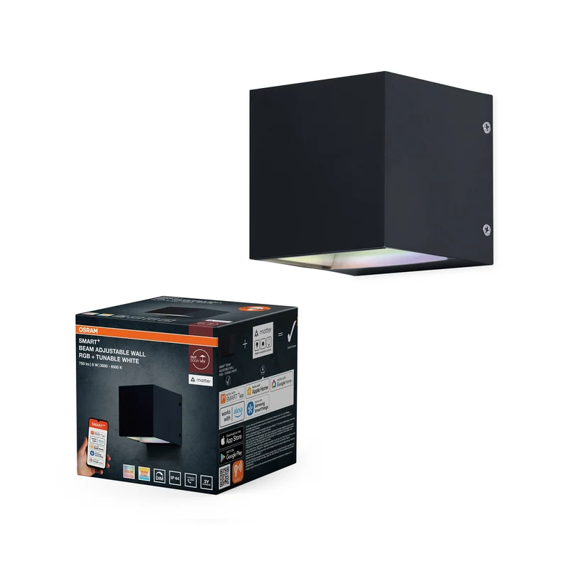 OSRAM Matter SMART+ Applique murale Beam, RGB+, TW, 8W, 3000-6500K, Noir