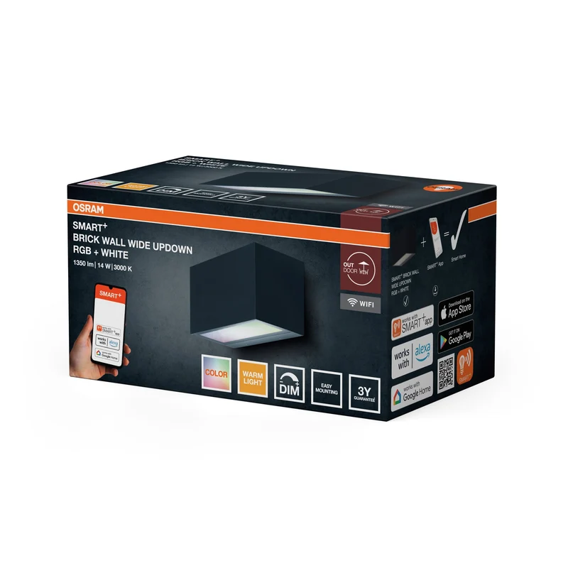 OSRAM Wifi SMART+ Brique Multicolore Large HautBas RVB + W, 550lm, 14W, 3000K