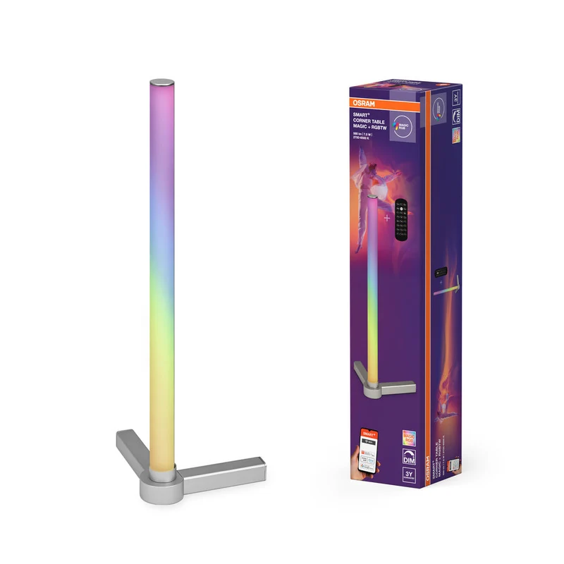 OSRAM Wifi SMART+ CORNER MAGIC Lampe de table, RVB, 77lm, 7.5W, Télécommande, Argenté