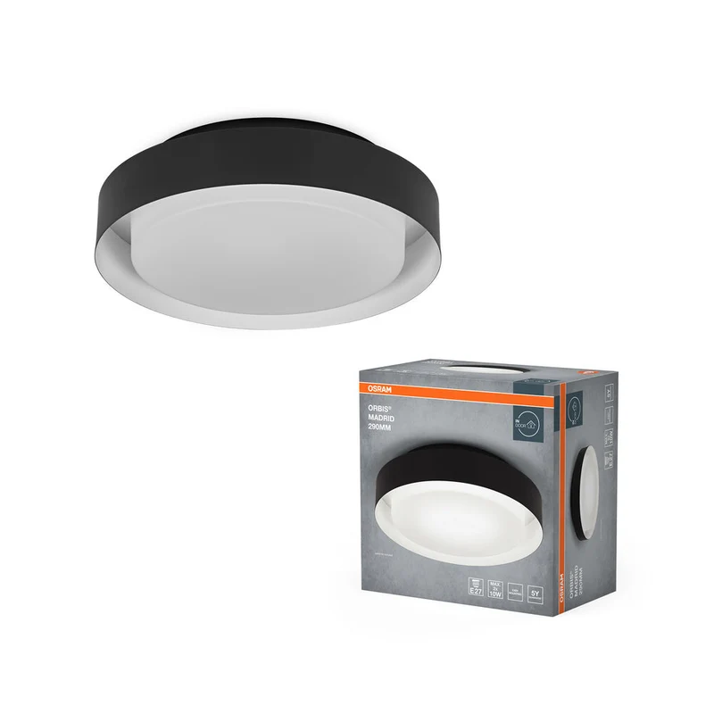 OSRAM ORBIS MADRID Plafonnier 290mm, noir, E27