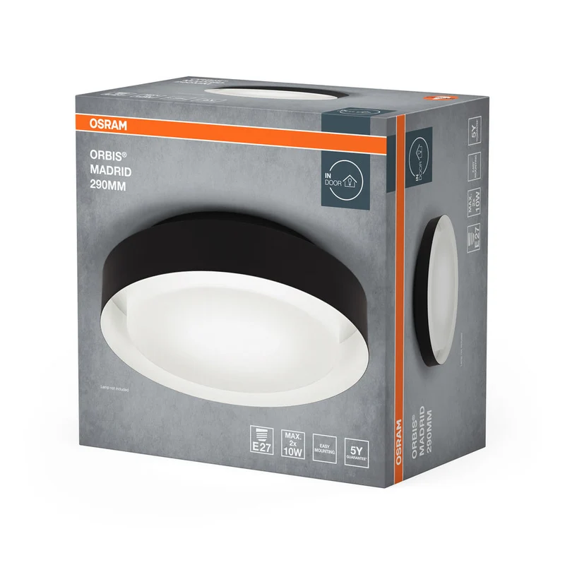 OSRAM ORBIS MADRID Plafonnier 290mm, noir, E27
