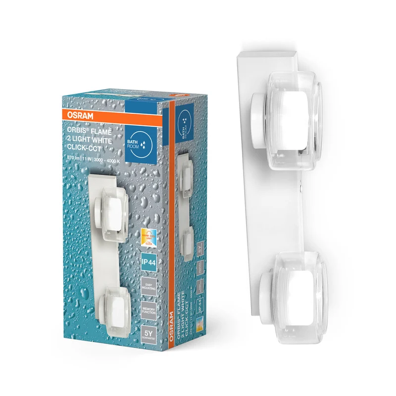 OSRAM ORBIS Flamme Applique murale de salle de bain 11W Click CCT IP44 blanc