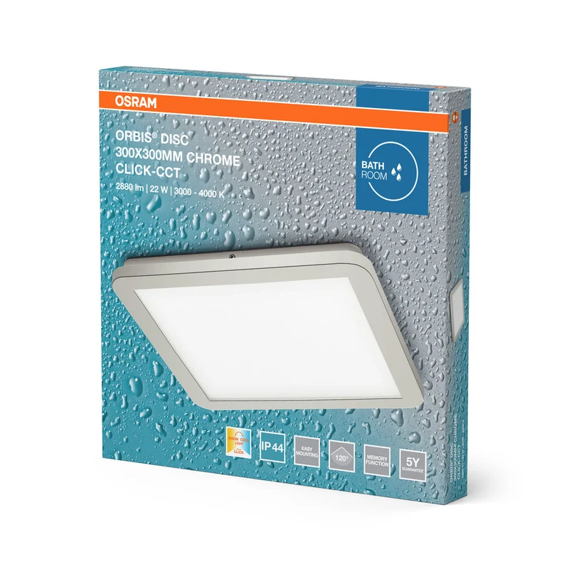 OSRAM ORBIS Disc Plafonnier de salle de bain 30x30cm 22W IP44 Chrome