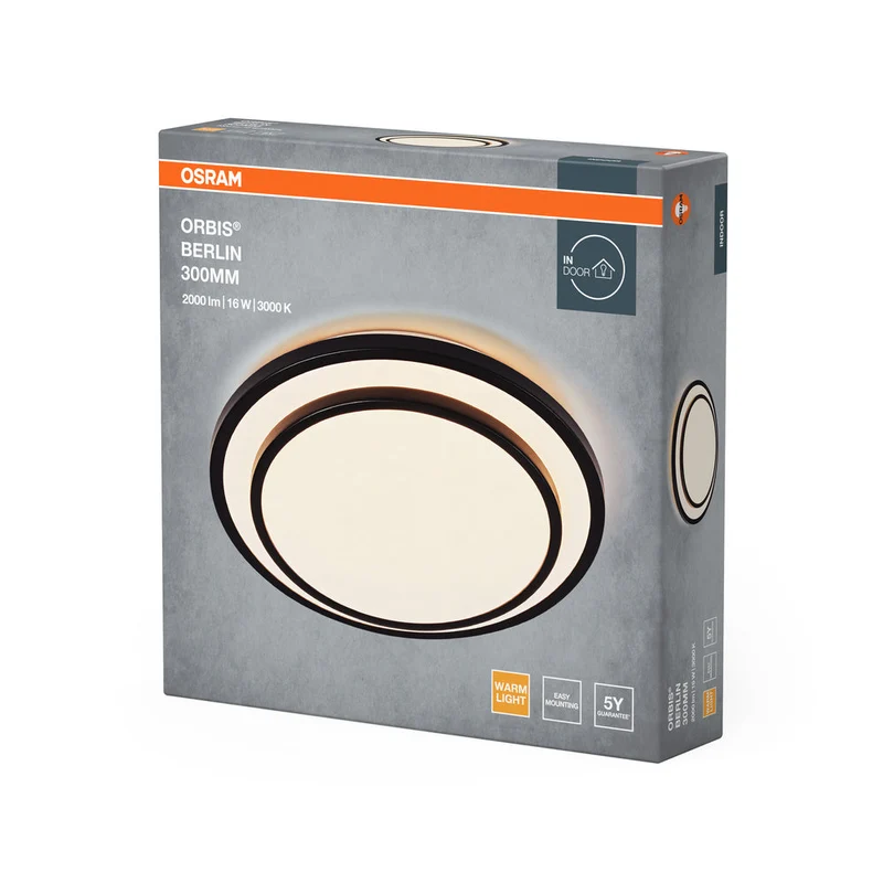 OSRAM ORBIS BERLIN Plafonnier, noir, 16W, 2000lm