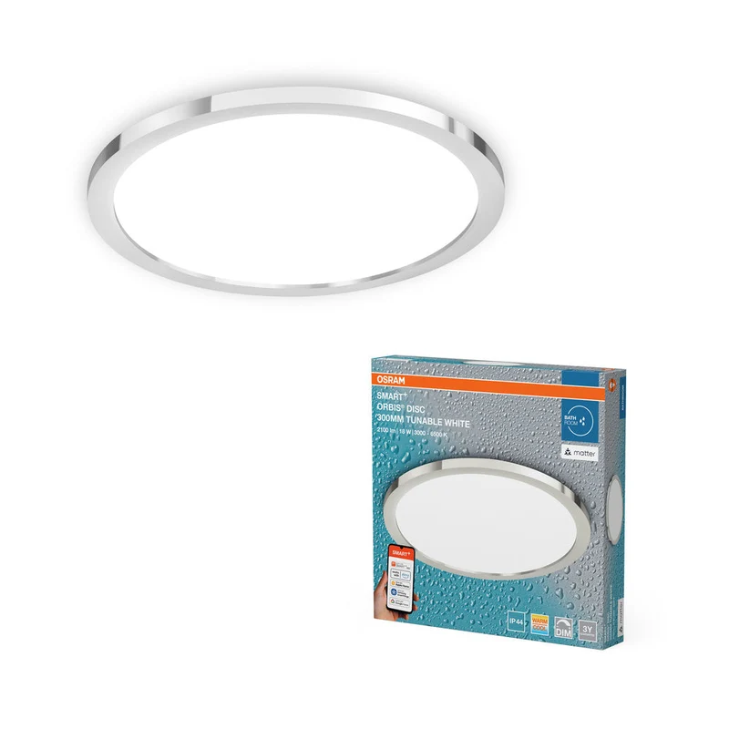 OSRAM Matter SMART+ ORBIS DISC LED Plafonnier de salle de bain 30cm Blanc réglable 18W / 3000-6500K