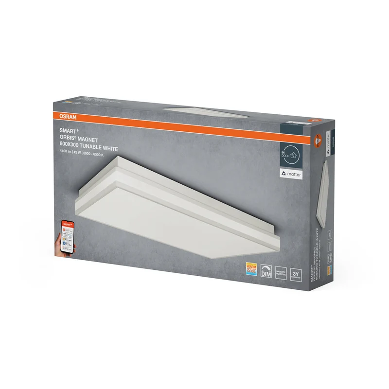 OSRAM Matter SMART+ ORBIS MAGNET LED Plafonnier 60x30cm Blanc réglable 42W / 3000-6500K blanc