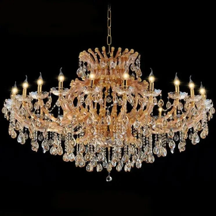 Chandelier baroque en verre ambre