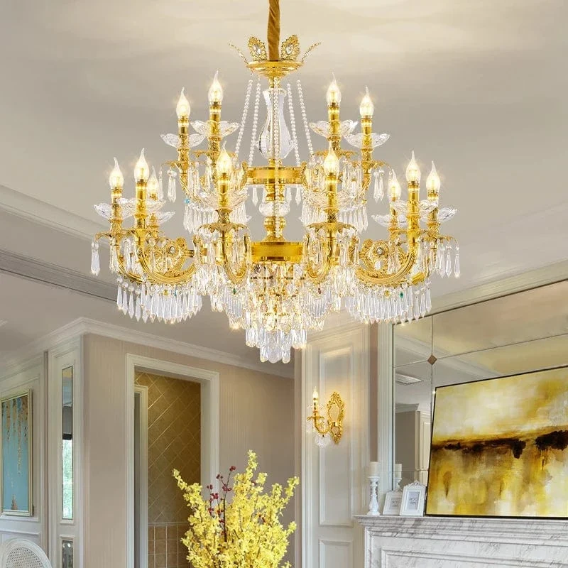 Chandelier dore pour salon style vintage