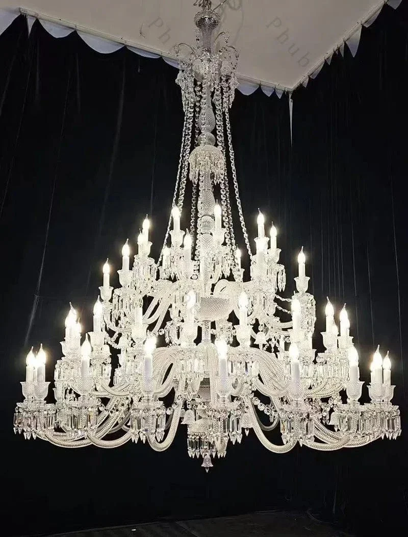 Lustre Chandelier Blanc et Verre Luxe