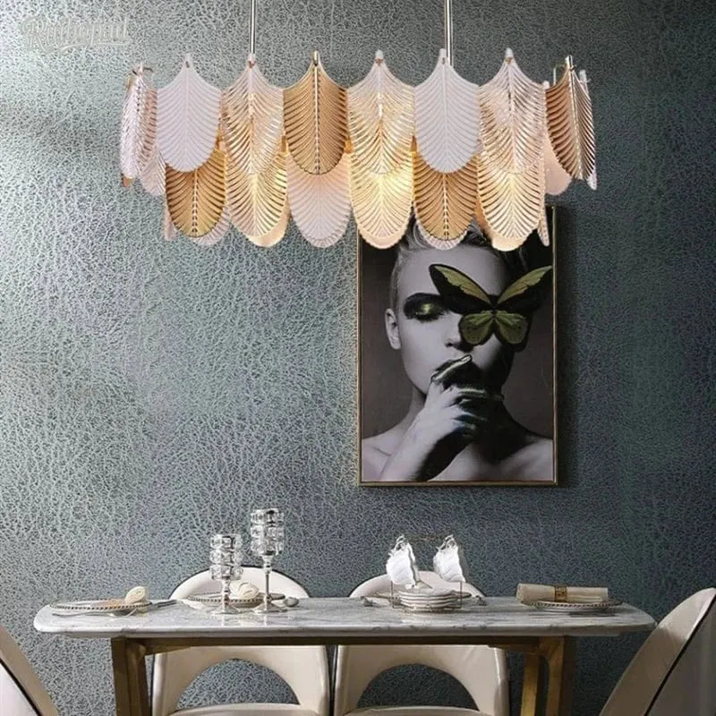 Lustre Chandelier Blanc en Verre