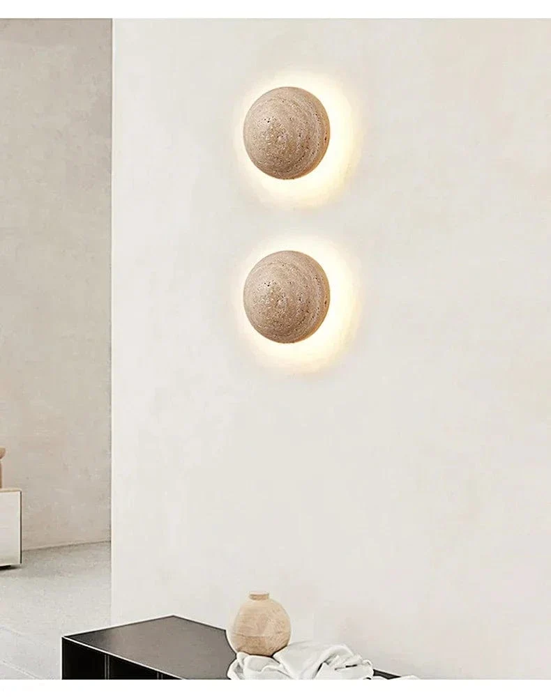 Travertine Limestone Wall Light – Natural Yellow Cave Stone LED Wall Lamp for Corridor, Staircase & Bedside