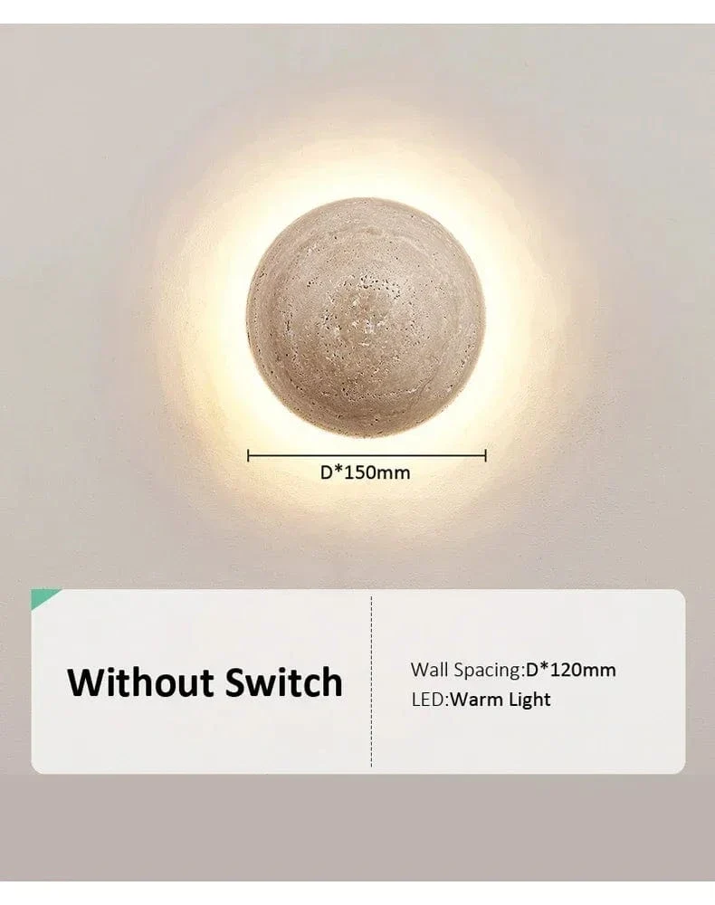 Travertine Limestone Wall Light – Natural Yellow Cave Stone LED Wall Lamp for Corridor, Staircase & Bedside