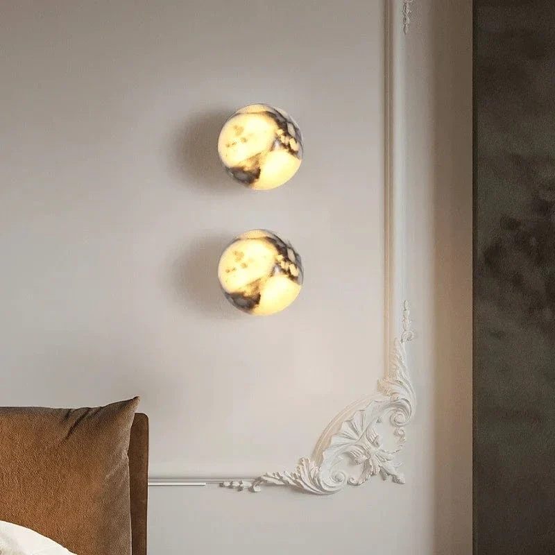 Applique Murale en Marbre – Lampe de Chevet LED de Luxe pour Chambre, Salon & Couloir