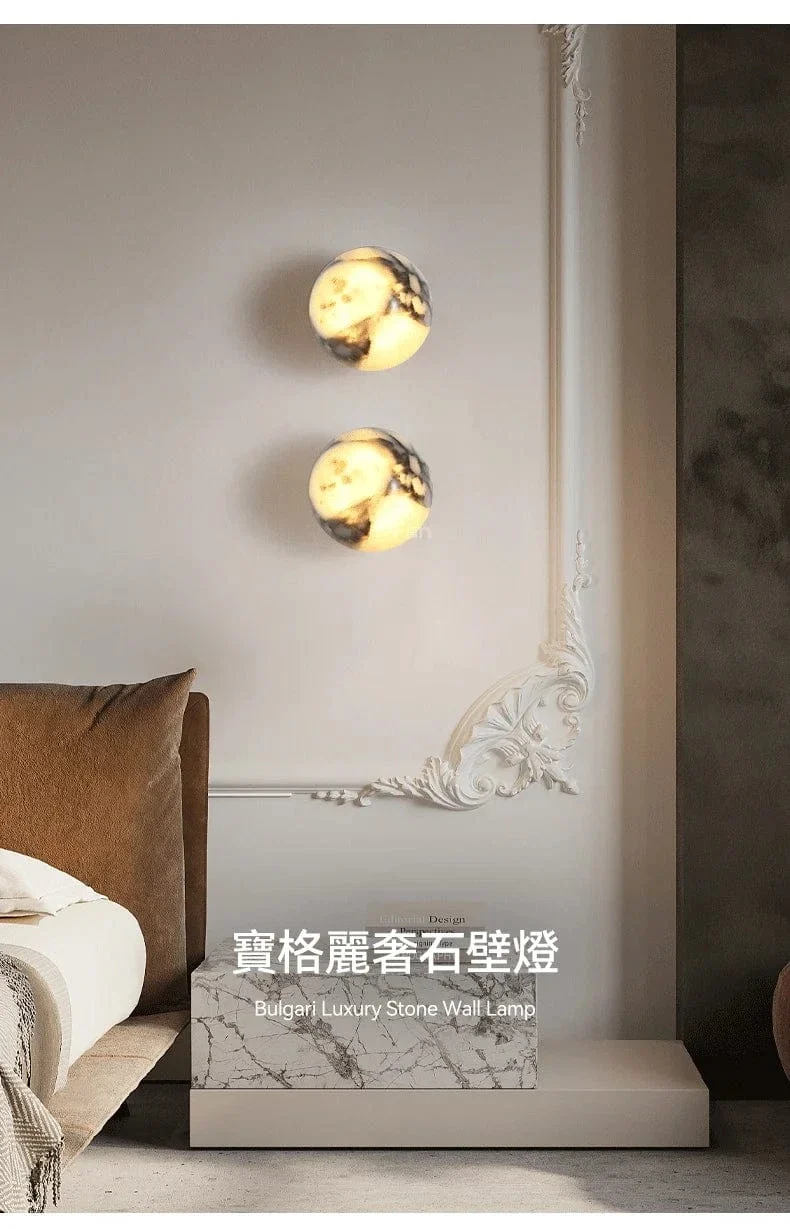 Applique Murale en Marbre – Lampe de Chevet LED de Luxe pour Chambre, Salon & Couloir