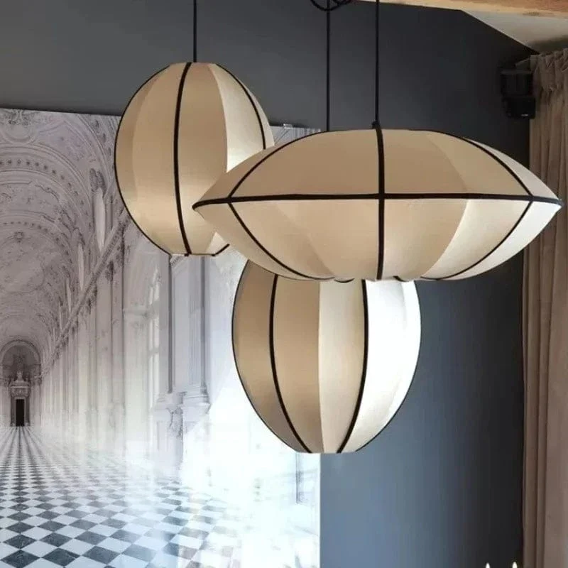 Suspension LED Médiévale Nordique – Lampe Zen en Soie pour Salon, Chambre & Décoration Maison