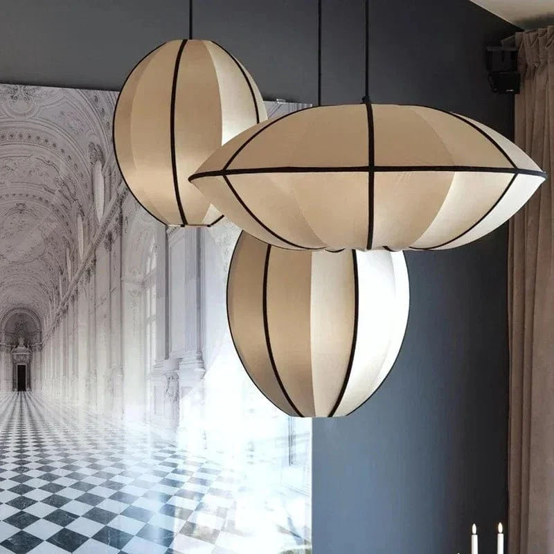 Suspension LED Médiévale Nordique – Lampe Zen en Soie pour Salon, Chambre & Décoration Maison