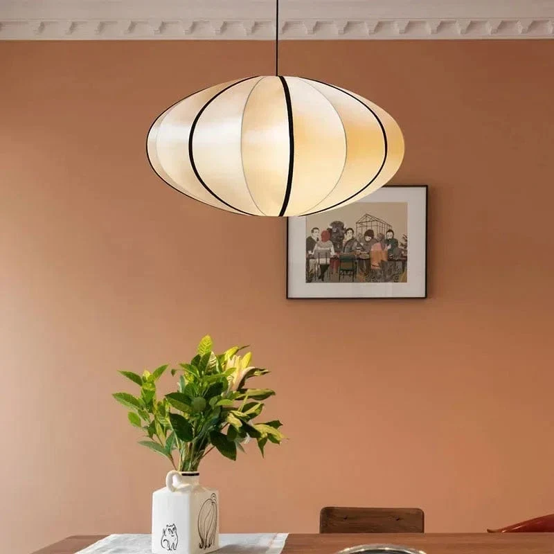 Suspension LED Médiévale Nordique – Lampe Zen en Soie pour Salon, Chambre & Décoration Maison