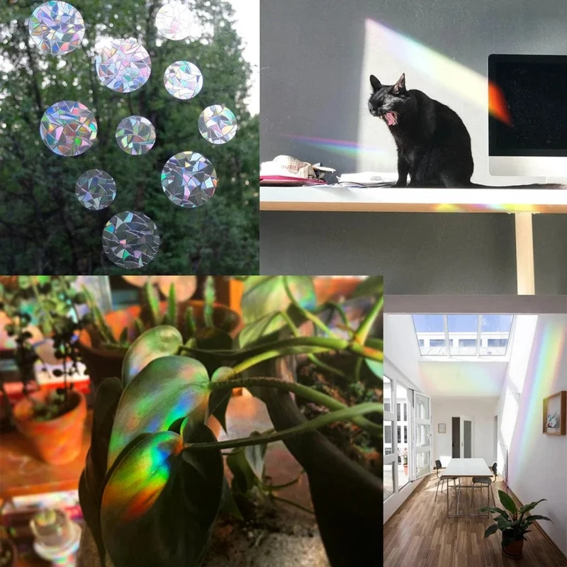 3D Rainbow Window Stickers Sun Catcher Wall Mirror Decals Star Butterfly Reflective Stickers for Children Kids Room Motorcycle