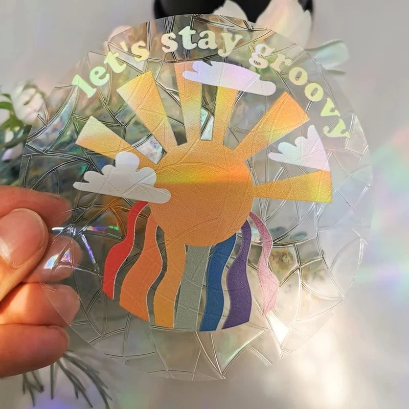 3D Rainbow Window Stickers Sun Catcher Wall Mirror Decals Star Butterfly Reflective Stickers for Children Kids Room Motorcycle
