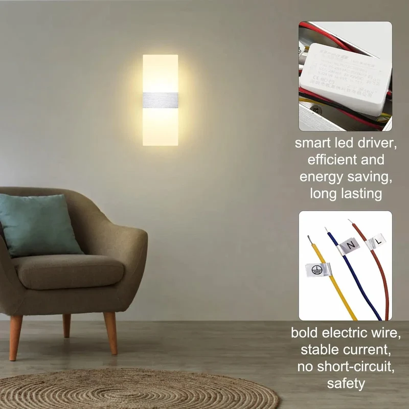 LED Wall Lamp Indoor Modern Wall Light Up and Down Hallway Lamp, Wall Lighting for Bedroom, Corridor, Living Room, Stairs, Etc.