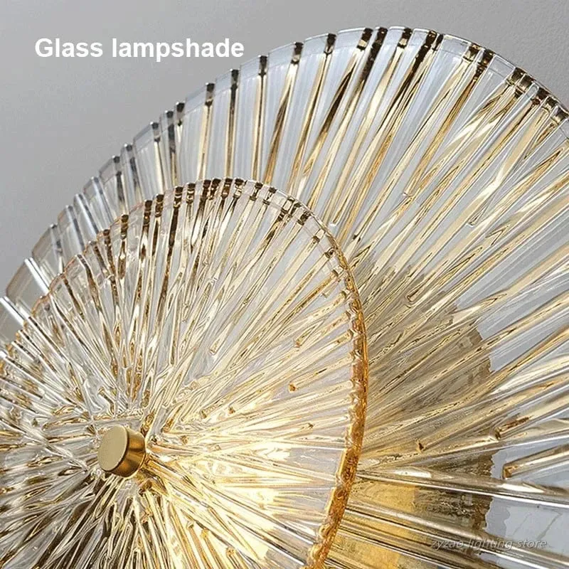 Postmodern Creative Living Room Glass Wall Lamp Designer Personalized and Simple Bedroom Brass Light Luxury Wall Lamp