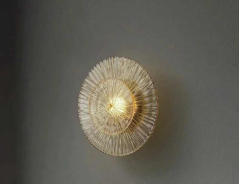 Postmodern Creative Living Room Glass Wall Lamp Designer Personalized and Simple Bedroom Brass Light Luxury Wall Lamp