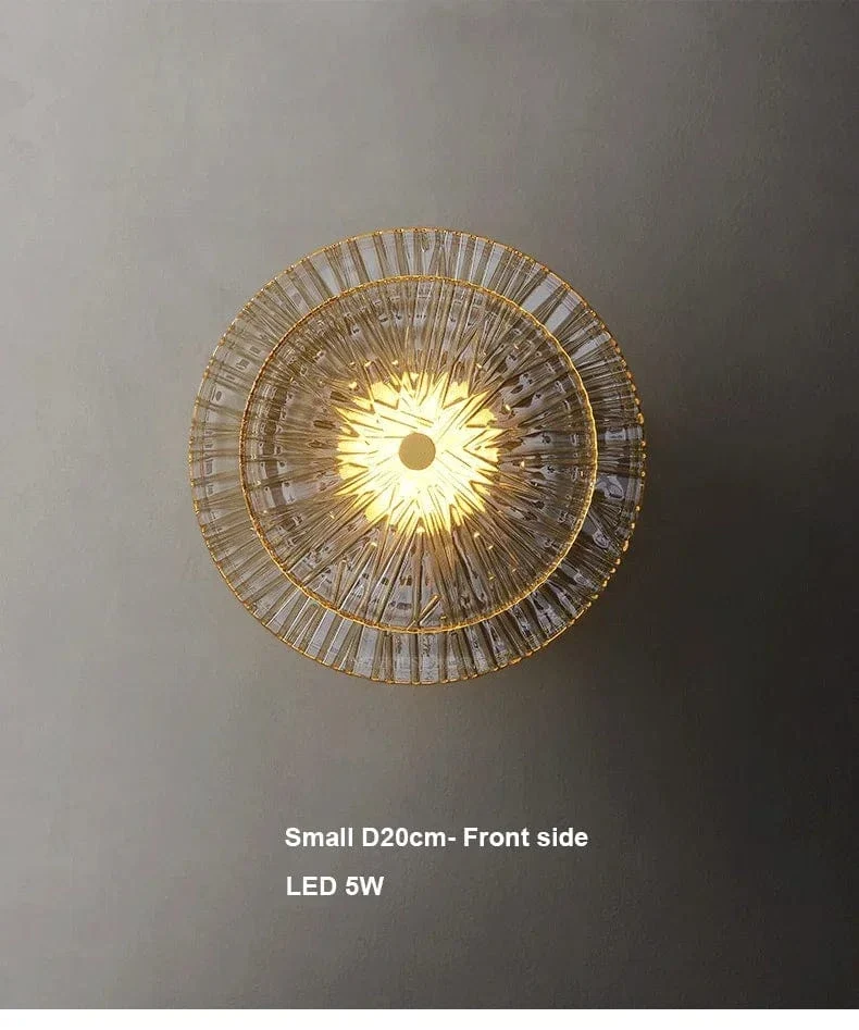 Postmodern Creative Living Room Glass Wall Lamp Designer Personalized and Simple Bedroom Brass Light Luxury Wall Lamp