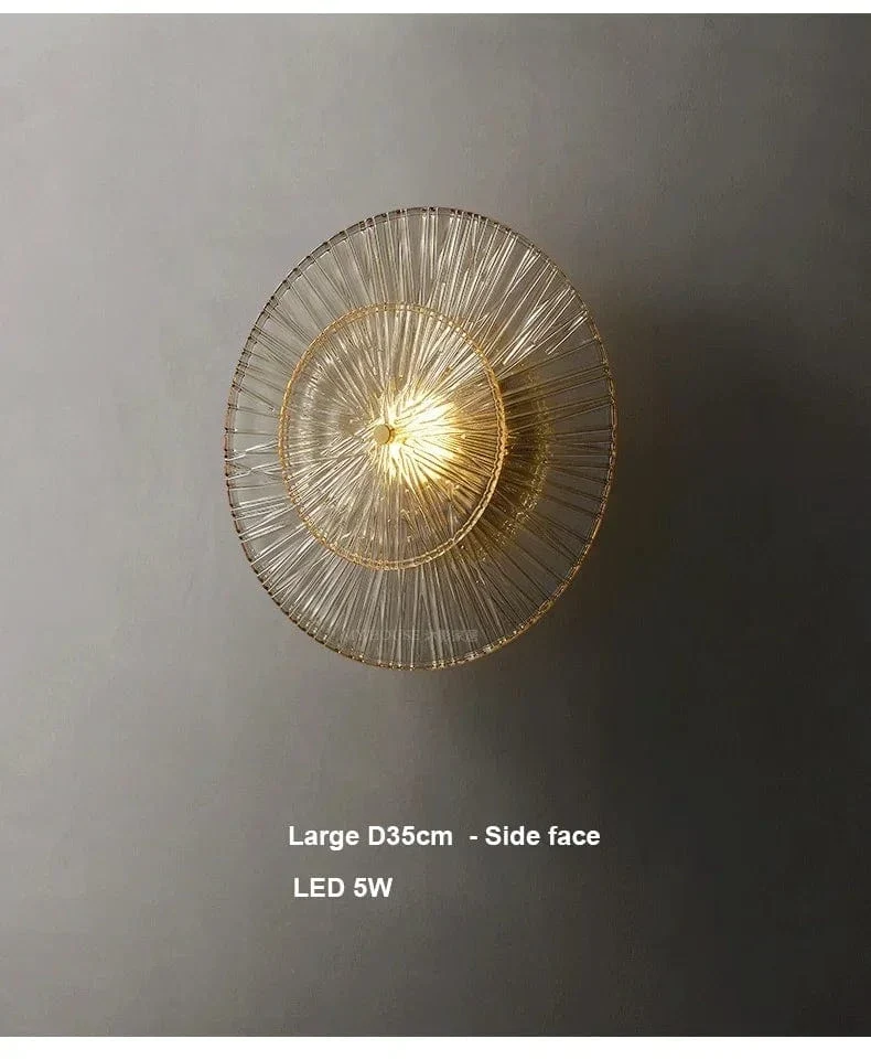 Postmodern Creative Living Room Glass Wall Lamp Designer Personalized and Simple Bedroom Brass Light Luxury Wall Lamp