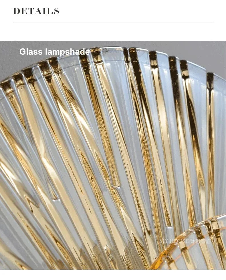 Postmodern Creative Living Room Glass Wall Lamp Designer Personalized and Simple Bedroom Brass Light Luxury Wall Lamp