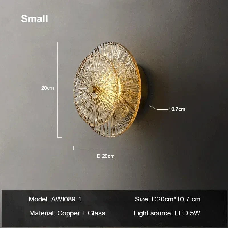 Postmodern Creative Living Room Glass Wall Lamp Designer Personalized and Simple Bedroom Brass Light Luxury Wall Lamp