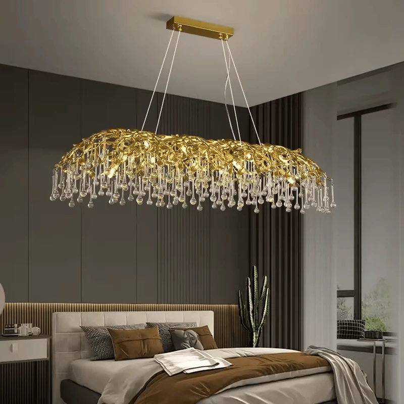 Plafonnier luxe cristaux en pluie Salon Grande Taille