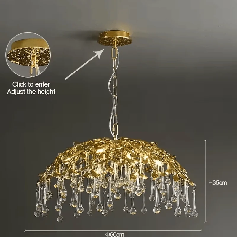 Plafonnier luxe cristaux en pluie Salon Grande Taille