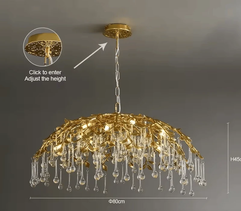 Plafonnier luxe cristaux en pluie Salon Grande Taille