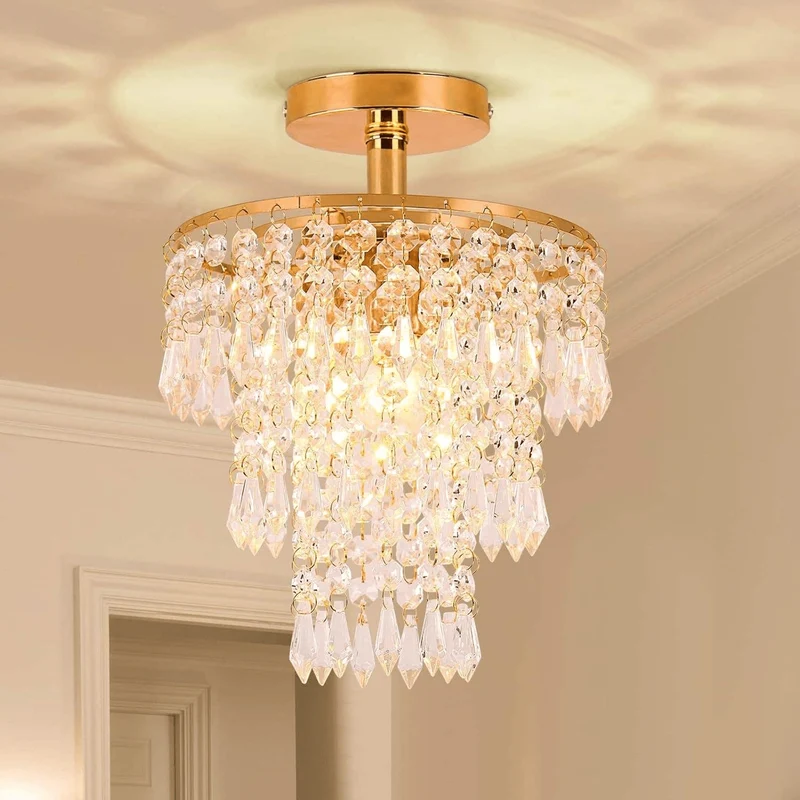 Plafonnier luxe cristaux en pluie