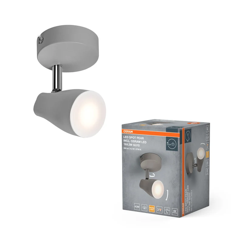 OSRAM LED SPOT PEAR Spot de plafond en saillie, gr, 4,3W, 840lm