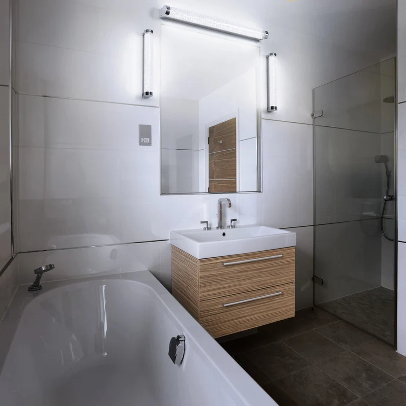 OSRAM ORBIS Tube miroir de salle de bain applique murale verre à bulles 9W 40cm chrome