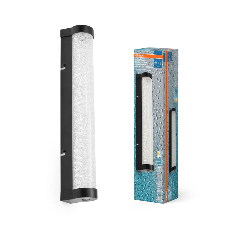 OSRAM ORBIS Tube Applique miroir de salle de bain/verre à bulles 9W 40cm noir