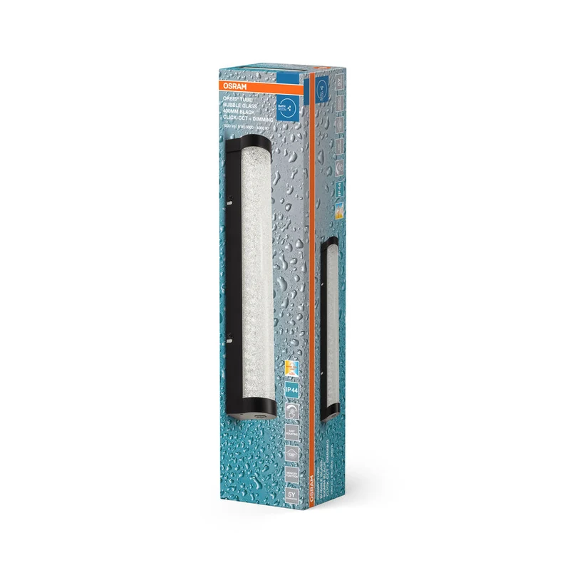 OSRAM ORBIS Tube Applique miroir de salle de bain/verre à bulles 9W 40cm noir