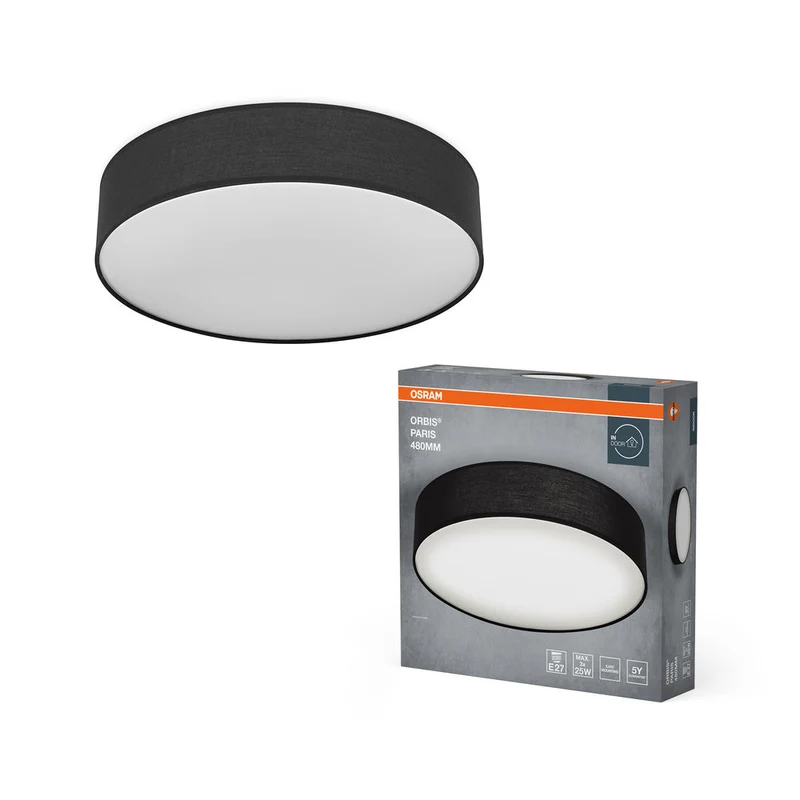OSRAM ORBIS PARIS Plafonnier 480mm, noir, 3xE27