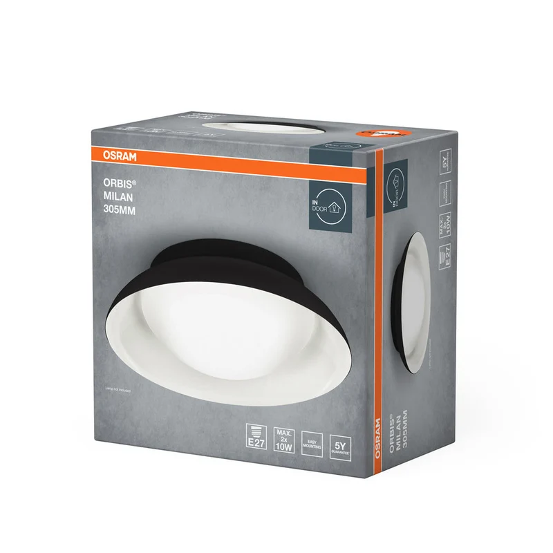 OSRAM ORBIS MILAN Plafonnier 305mm, noir, 2xE27