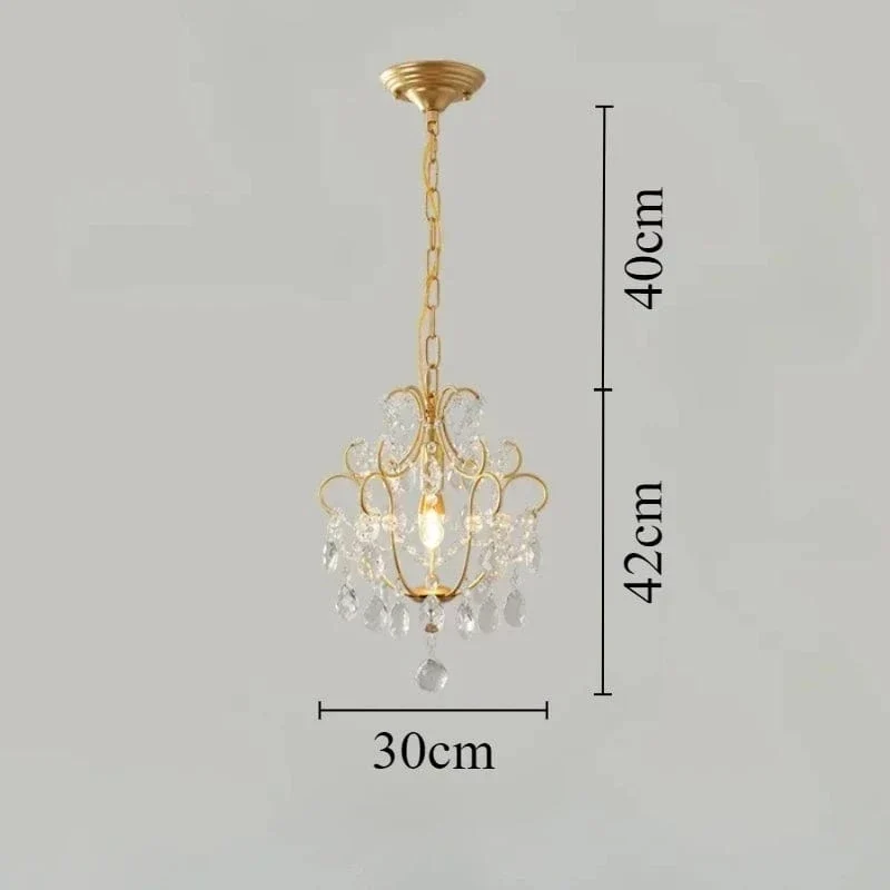 Retro Crystal Chandelier LED Restaurant Hanging Lamp Room Decor Luxury Bedroom Parlor Light Fixture Golden Crystal Pendant Light