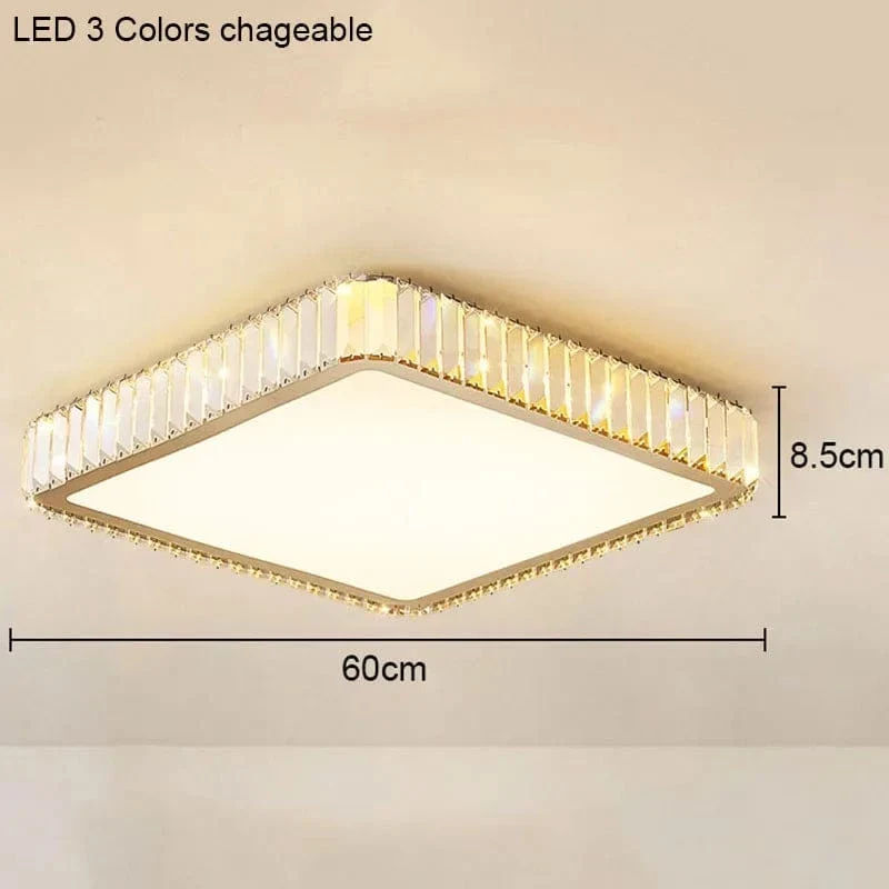Living Room Crystal Round Ceiling Lamp Light Luxury Bedroom Study Room Dining Room Flower Square Shaped Led Lighting