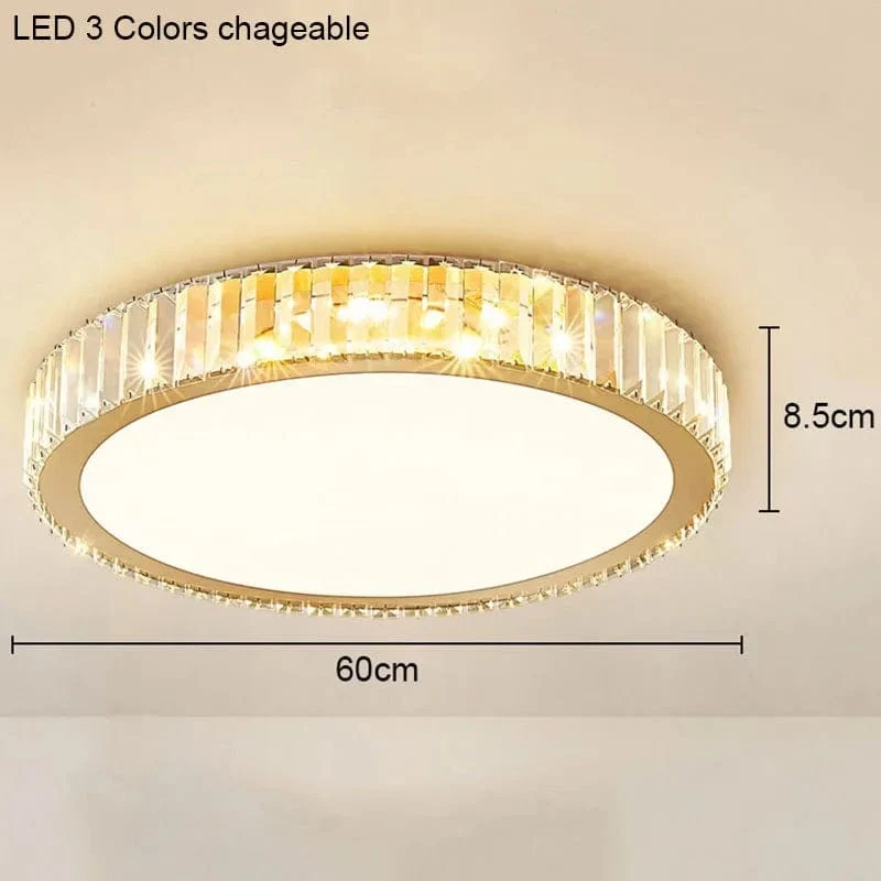 Living Room Crystal Round Ceiling Lamp Light Luxury Bedroom Study Room Dining Room Flower Square Shaped Led Lighting