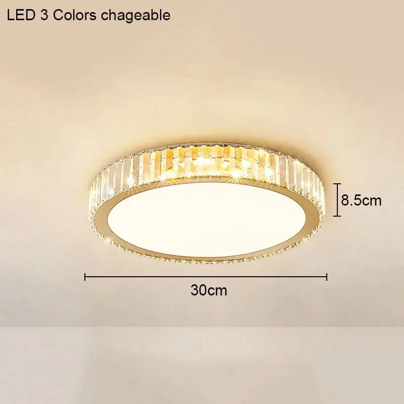 Living Room Crystal Round Ceiling Lamp Light Luxury Bedroom Study Room Dining Room Flower Square Shaped Led Lighting