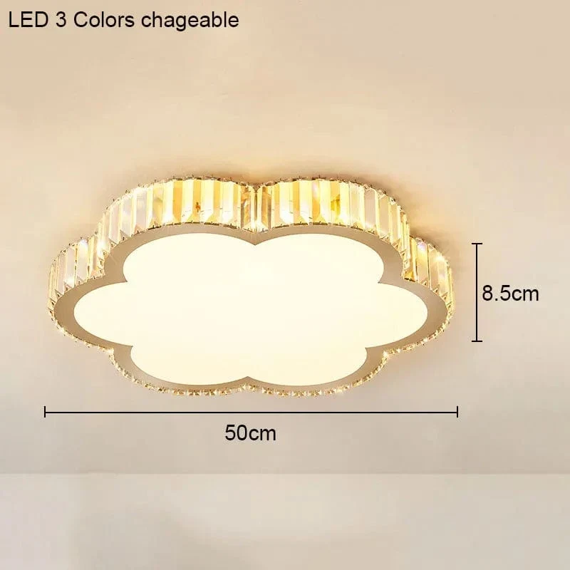 Living Room Crystal Round Ceiling Lamp Light Luxury Bedroom Study Room Dining Room Flower Square Shaped Led Lighting